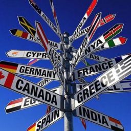 Signs pointing to different countries customers can ship to