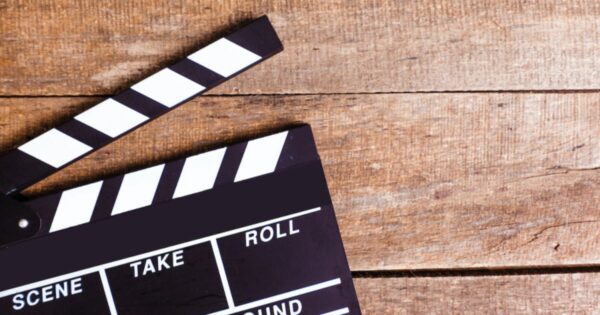 Clapper board used by video marketing team
