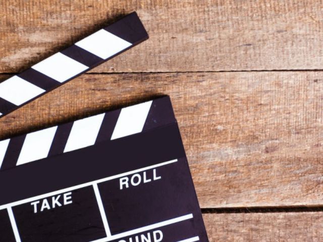 Clapper board used by video marketing team